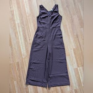 Elegant Maroon Jumpsuit, Wide leg Sleeveless
